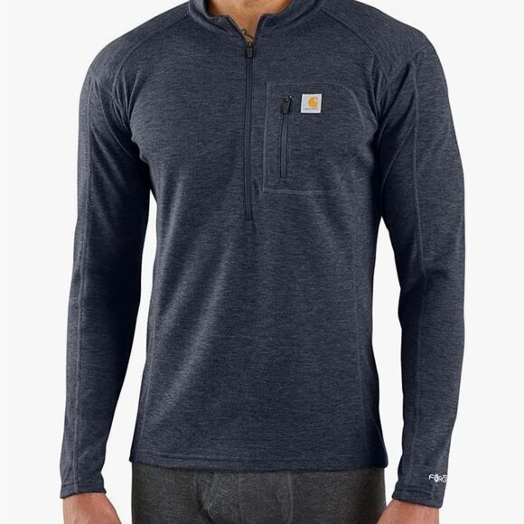 Carhartt Men's Force Midweight Synthetic-Wool Blend Base Layer Quarter-Zip Large - Picture 2 of 9